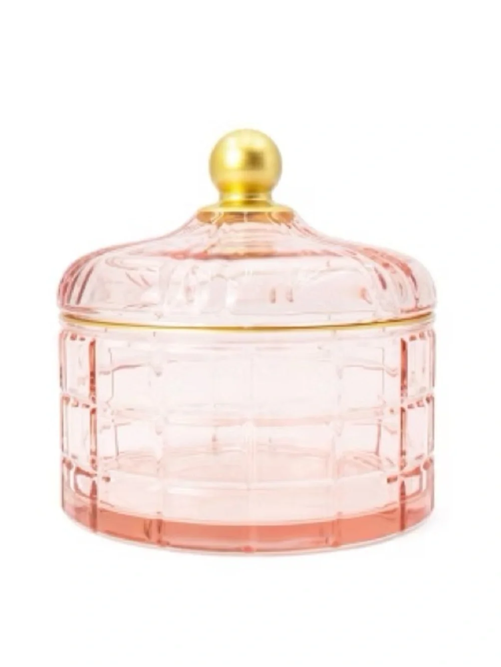Target Pink & Gold Glass Trinket Box Vanity Bathroom Kitchen Candy Dish Storage